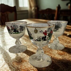 Libbey "Treasure Island" liquor cocktail pedestal glasses